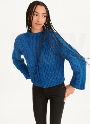 DKNY Cable Knit Pullover Damen Tiefesblau | Austria_D1081