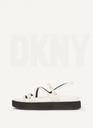 DKNY Riemchen Flache Form Sandalen Damen Weiß | Austria_D1621