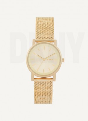 DKNY Soho Logo Mesh Band Uhren Damen Gold | Austria_D0425