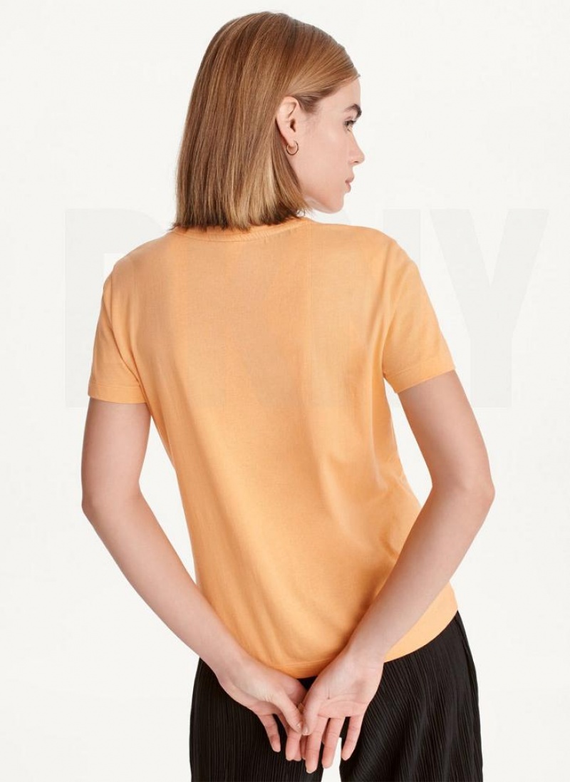 DKNY Kurzes Sleeve Embossed Logo T-shirts Damen Gelb | Austria_D0775