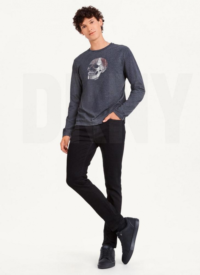 DKNY Pointilism Skull T-shirts Herren Dunkelgrau | Austria_D1066