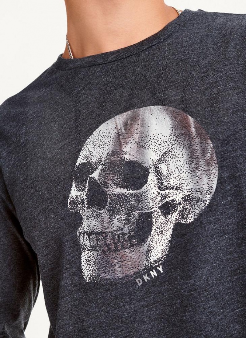 DKNY Pointilism Skull T-shirts Herren Dunkelgrau | Austria_D1066