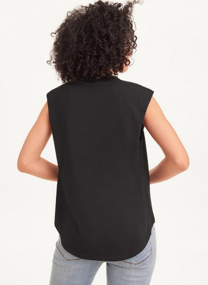 DKNY Round Hem T-shirts Damen Schwarz | Austria_D1450