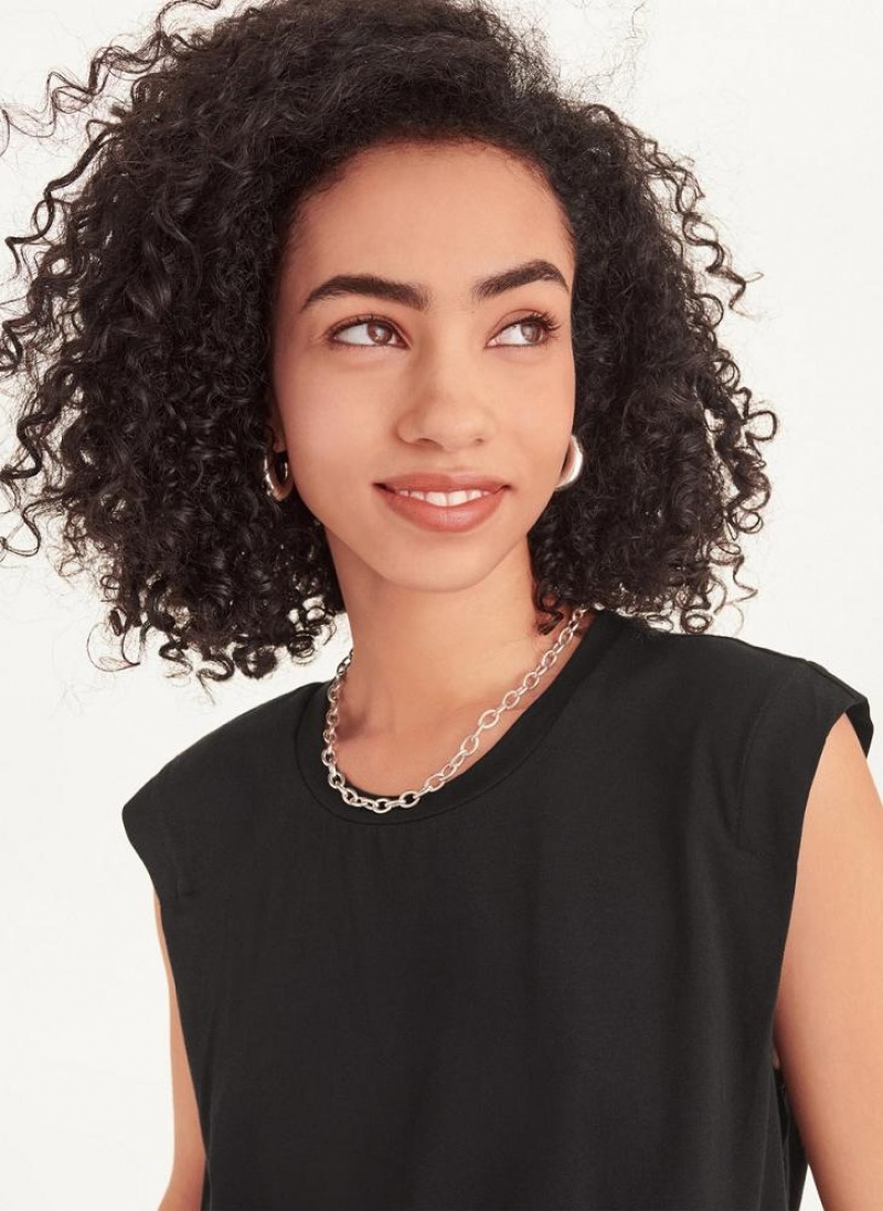 DKNY Round Hem T-shirts Damen Schwarz | Austria_D1450