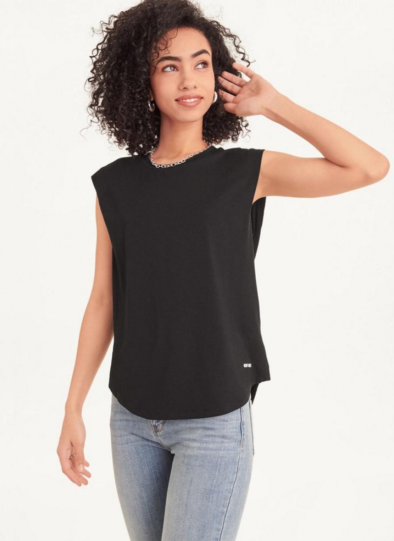DKNY Round Hem T-shirts Damen Schwarz | Austria_D1450