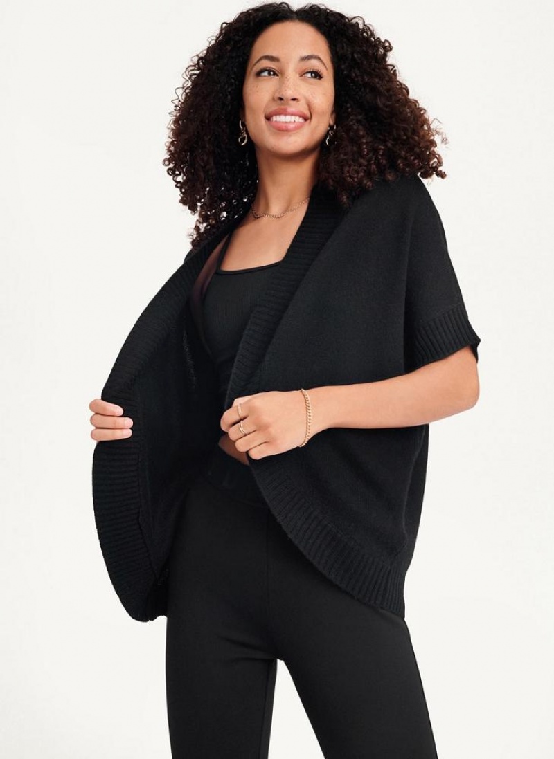 DKNY Shrug Kurzes Sleeve Cardigan Pullover Damen Schwarz | Austria_D1070