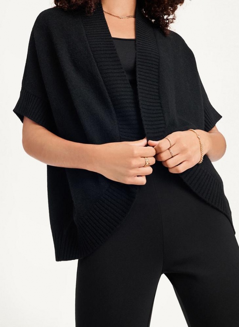 DKNY Shrug Kurzes Sleeve Cardigan Pullover Damen Schwarz | Austria_D1070