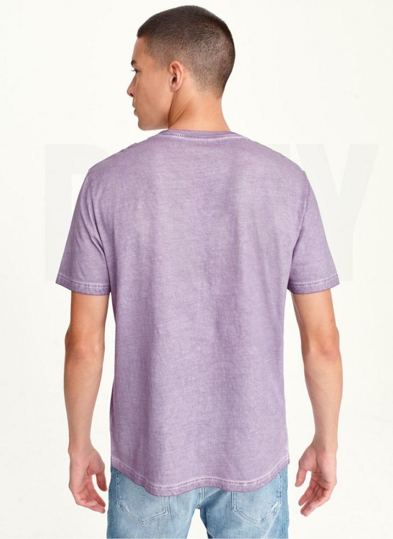 DKNY TONAL BOX MINERAL WASH T-shirts Herren Lavendel | Austria_D1669